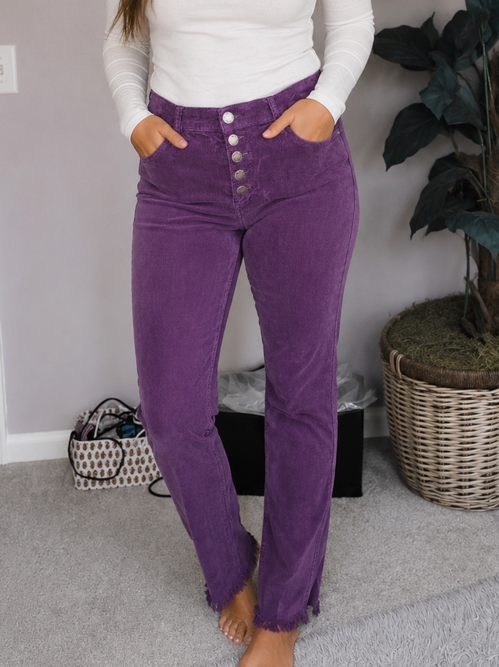 SZ 29 Free People Raw Edge Corduroy Skinny Pants Fabulous Color